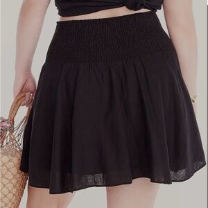 NWT J. Crew black smocked linen skirt